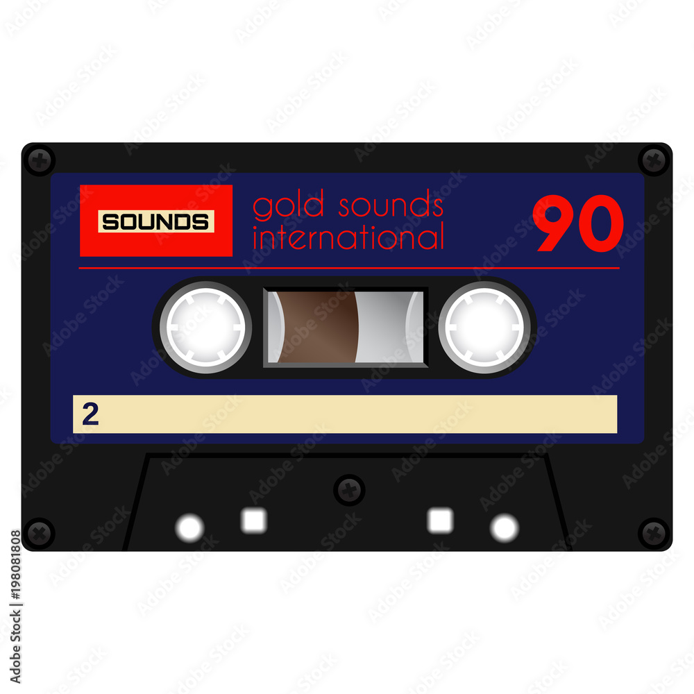 Fototapeta premium Old school compact cassette tape, eightees design.