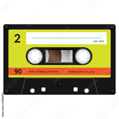 Vintage audio cassette tape design  flat illustration.