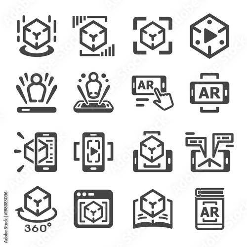 augmented reality technology icon set