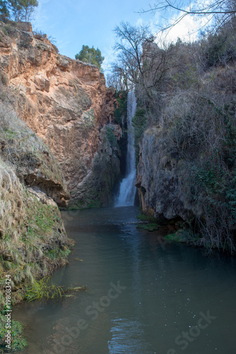 Waterfall in the stone monastery in Aragon