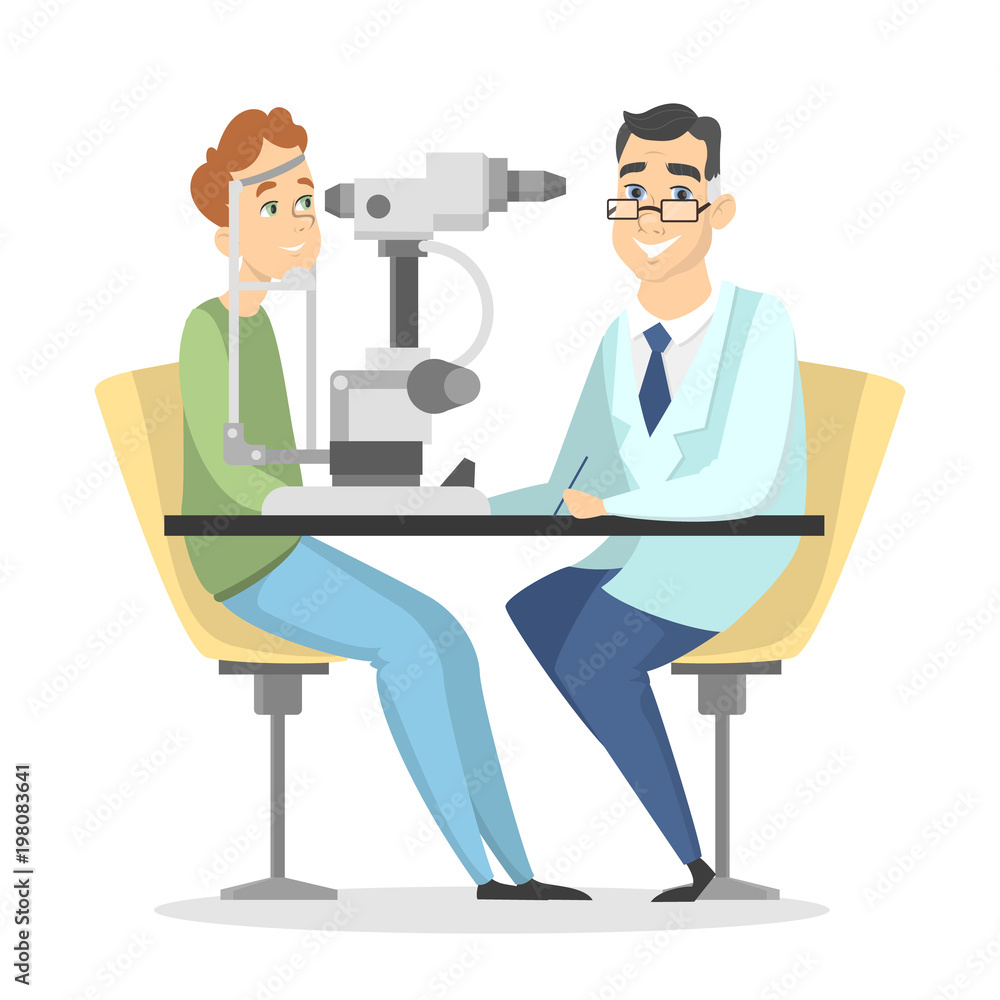 Checking the eyesight. Checking the eyesight.