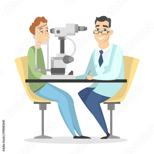 Checking the eyesight.
