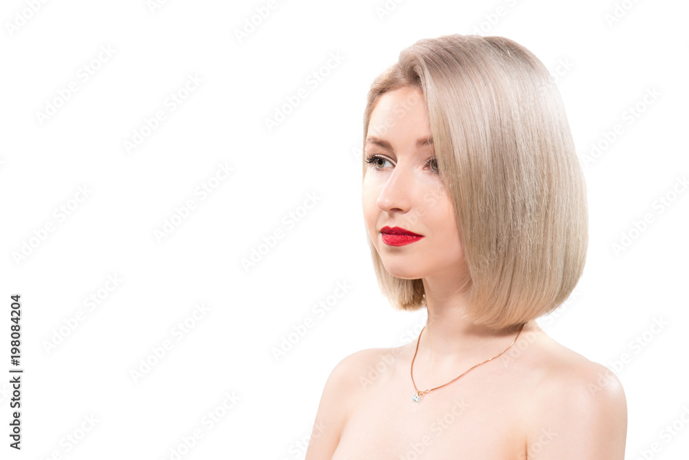 Portrait of beautiful female model on white background Portrait of beautiful female model on white background
