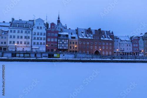 Architecture of Gdansk at night