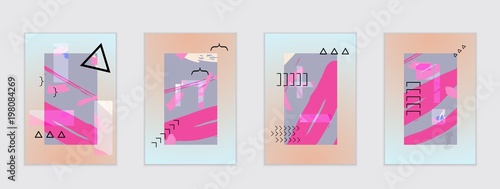 Set of artistic abstract universal card templates