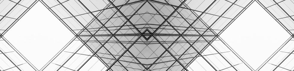 architecture of geometry at glass window - monochrome