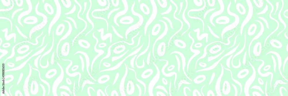 Green alga seamless pattern with natural watercolor illustrations of seaweed on the paper. Amazing for textile, wallpapers, greetings card, web, backgrounds, labels.