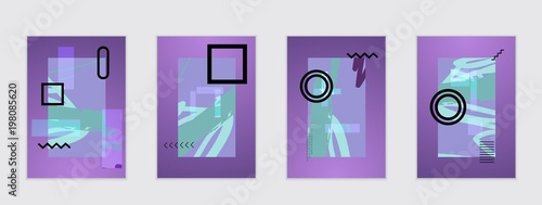 Set of artistic abstract universal card templates