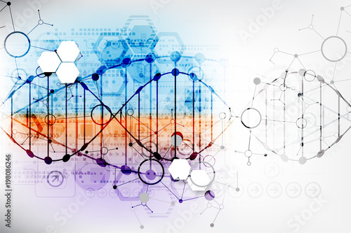 Science template, wallpaper or banner with a DNA molecules.