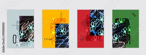 Set of artistic abstract universal card templates