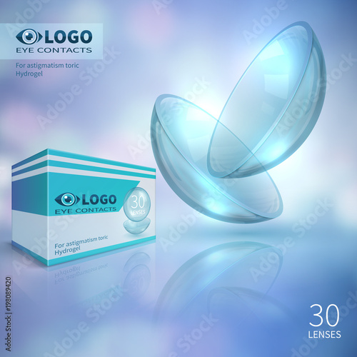 Contact eye lens vector 3d concept for optical shop