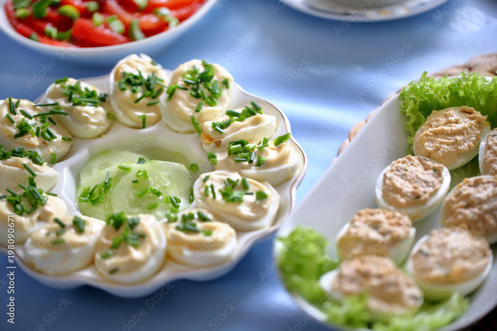 Stuffed eggs Polish traditional Easter breakfast dish