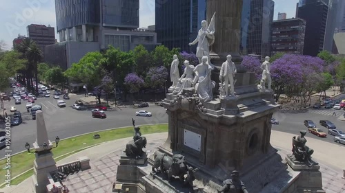 Aerial shot of the Angel de la Independencia in Mexico City
