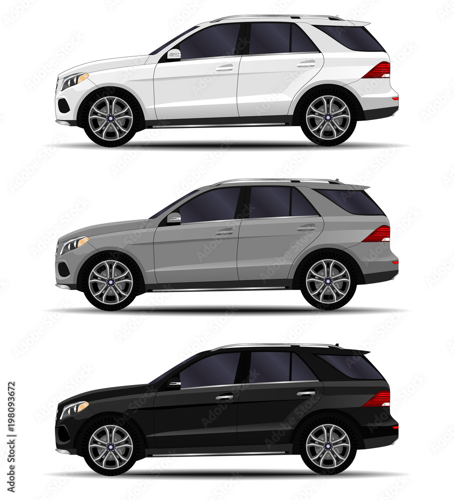 Obraz premium realistic SUV cars set. side view.