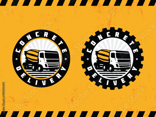 modern professional logo emblem concrete delivery in yellow theme
