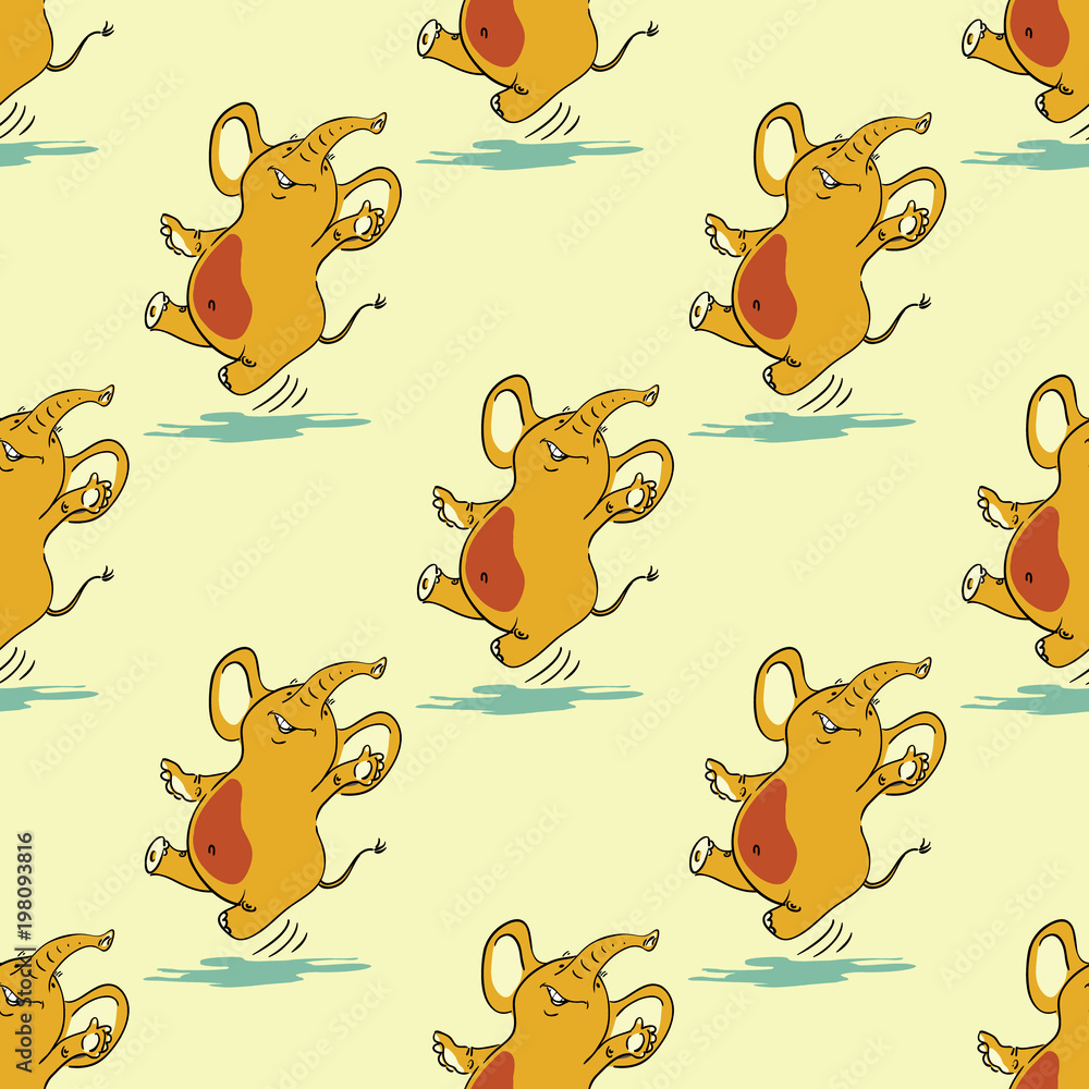 Dancing elephant seamless pattern. Original design for print or digital media. Dancing elephant seamless pattern. Original design for print or digital media.
