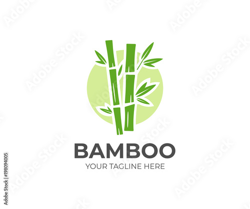 Bamboo logo template. Green bamboo trees vector design. Bamboo stem logotype © artsterdam
