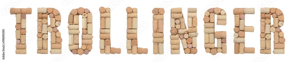 Grape variety Trollinger made of wine corks Isolated on white background