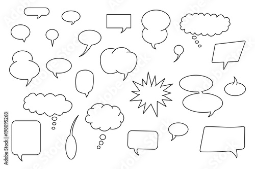 A collection of empty speech and thought bubbles, vector illustration.