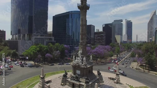 Aerial shot of the Angel de la Independencia in Mexico City