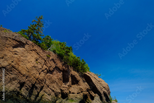 Looking up from the floor of the Bay of Fundy towards the top of the cliffs at low tide