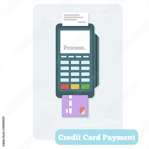 Credit card payment concept in line art style