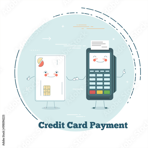 Credit card payment concept in line art style