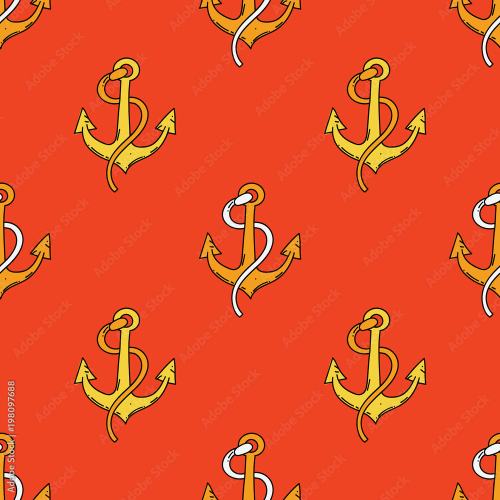 Fototapeta premium Ship anchor seamless pattern. Original design for print or digital media.