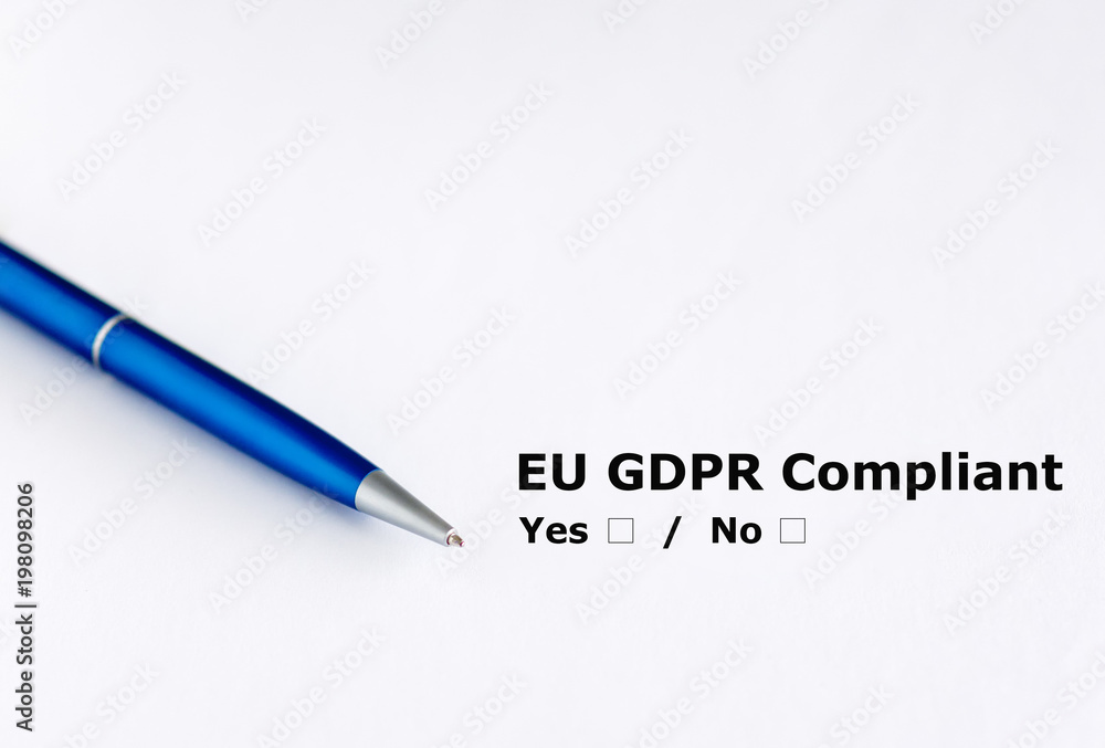 Pen on a Paper with EU GDPR Compliant form. Data Protection EU Pen on a Paper with EU GDPR Compliant form. Data Protection EU
