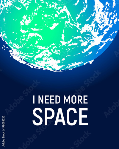 Futuristic space planet poster background. Textured cosmic celestial body in deep blue sky. Cosmic party banner template. Vector illustration. Planet Earth vector.