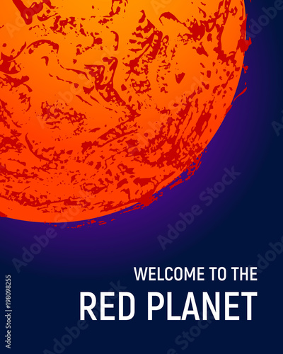 Futuristic space planet poster background. Textured cosmic celestial body in deep blue sky. Cosmic party banner template. Vector illustration. Planet Earth vector.