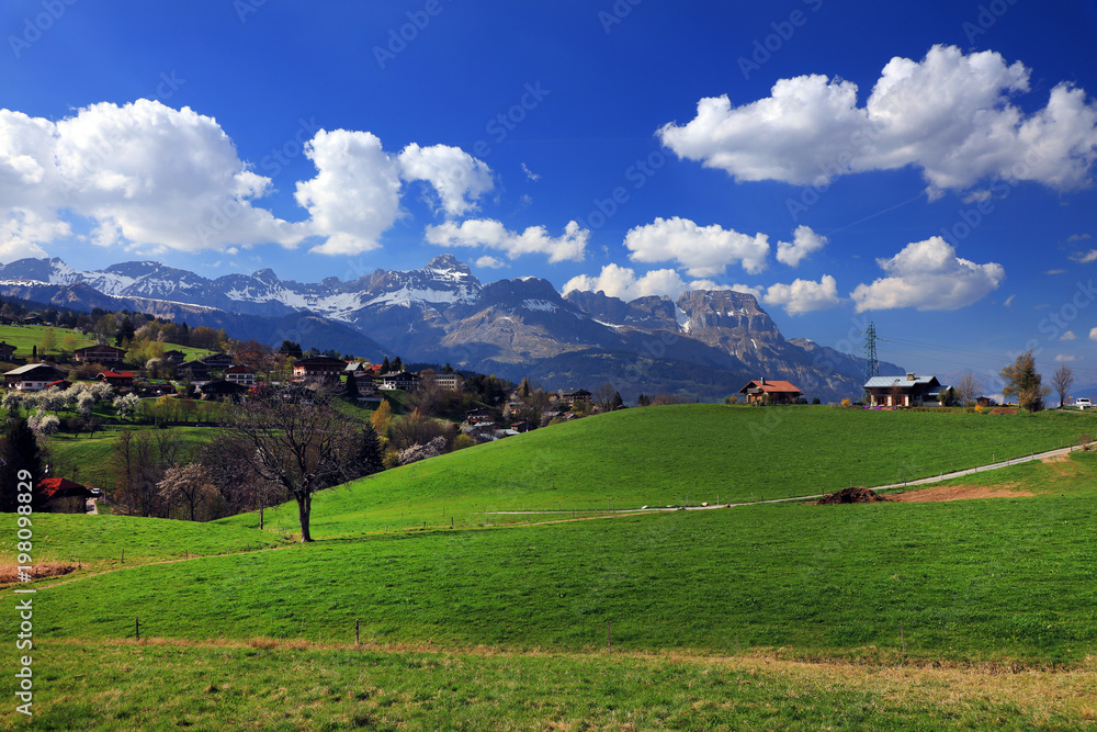 Mountain landscape in Haute Savoie, France, Europe