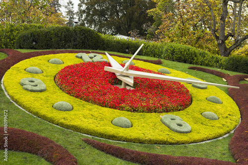 Flowerbed clock in Geneva