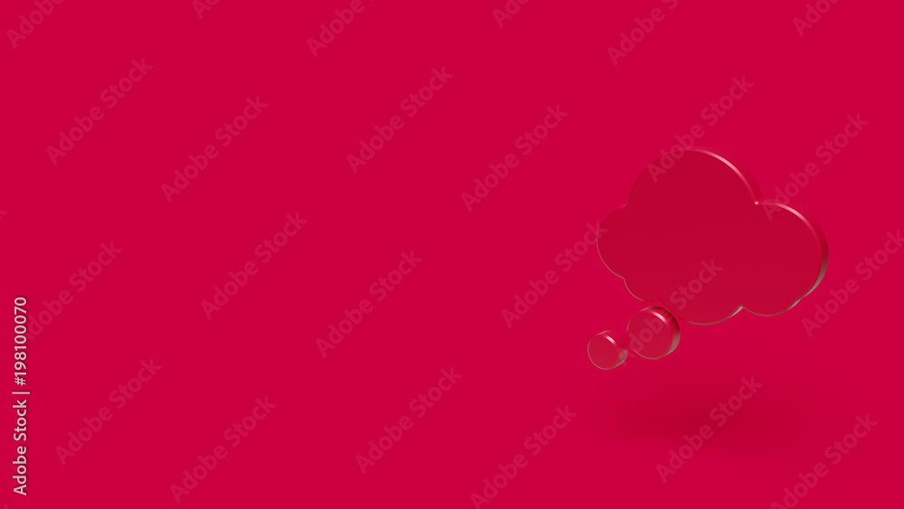 3D Icon of cloud  isolated on a red background.