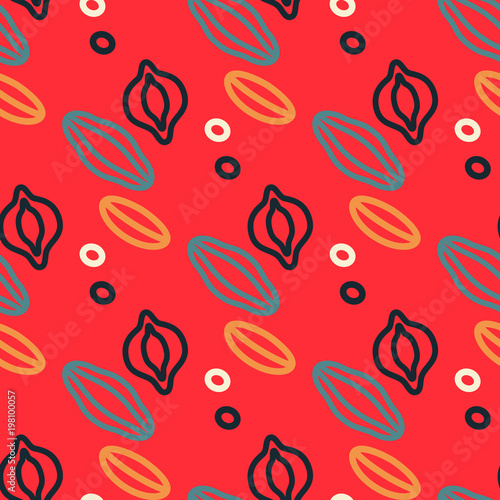Fruit and nut seamless pattern. Original design for print or digital media.
