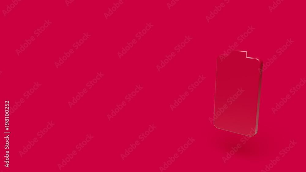 3D Icon of battery isolated on a red background. 3D Icon of battery isolated on a red background.