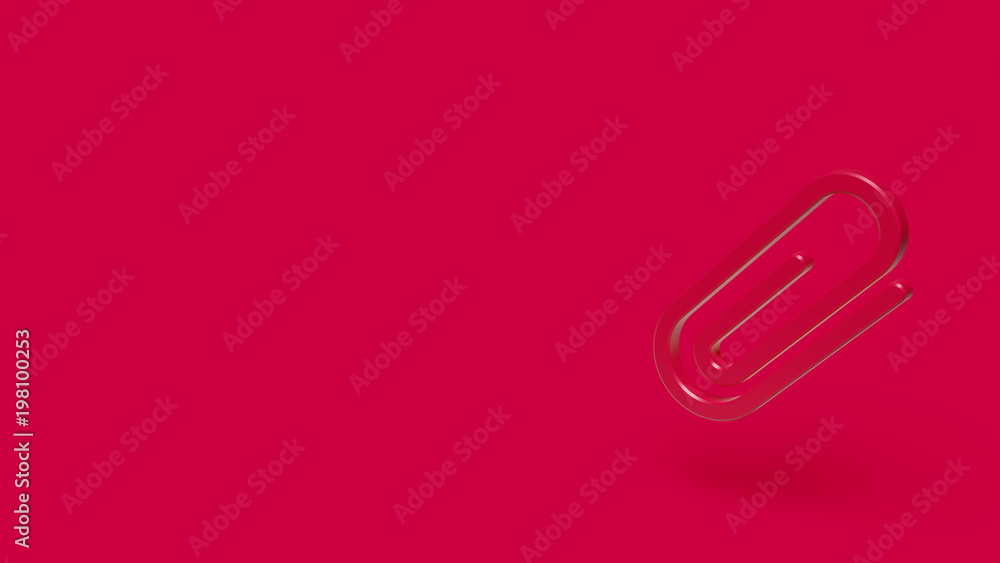 3D Icon of attachment isolated on a red background. 3D Icon of attachment isolated on a red background.