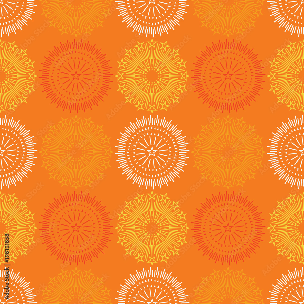 Fire work flowers symmetry seamless pattern. Suitable for screen, print and other media. Fire work flowers symmetry seamless pattern. Suitable for screen, print and other media.