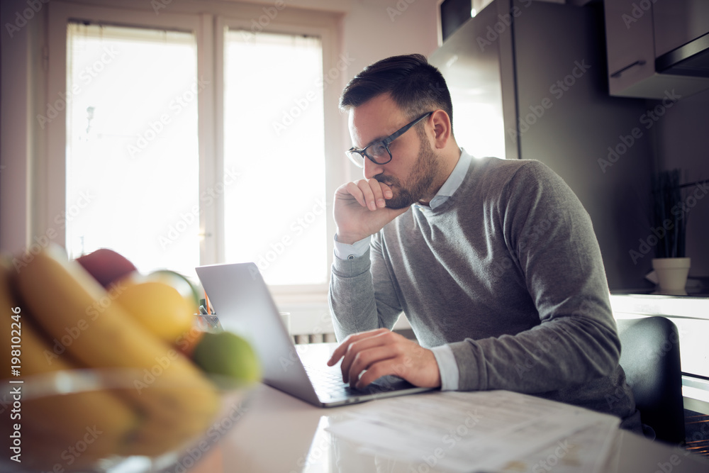 Man working in home office Man working in home office