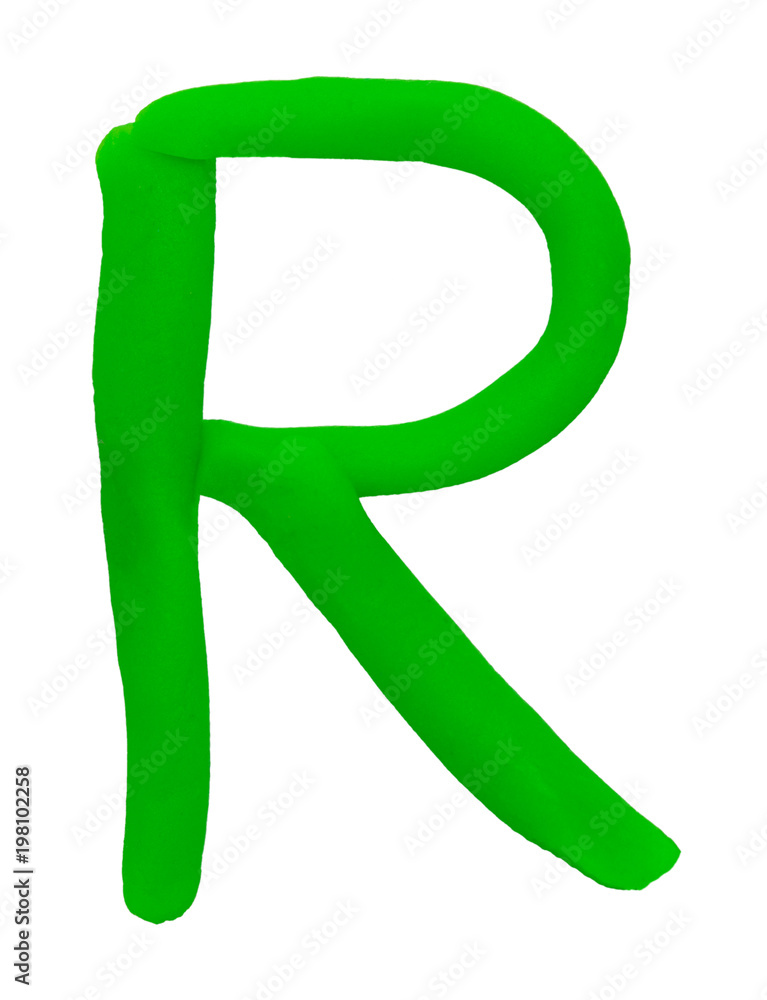 Plasticine letter R isolated on a white background. Plasticine letter R isolated on a white background.