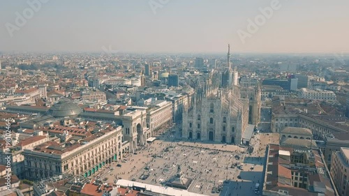 Aerial view of Duomo di Milano, Galleria Vittorio Emanuele II, Piazza del Duomo photo