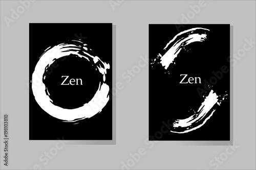 Black watercolor vector template for your design. Zen style for postcard or banner