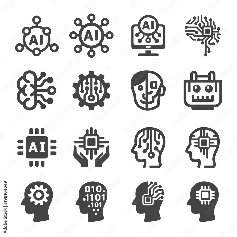artificial intelligence,AI icon set artificial intelligence,AI icon set