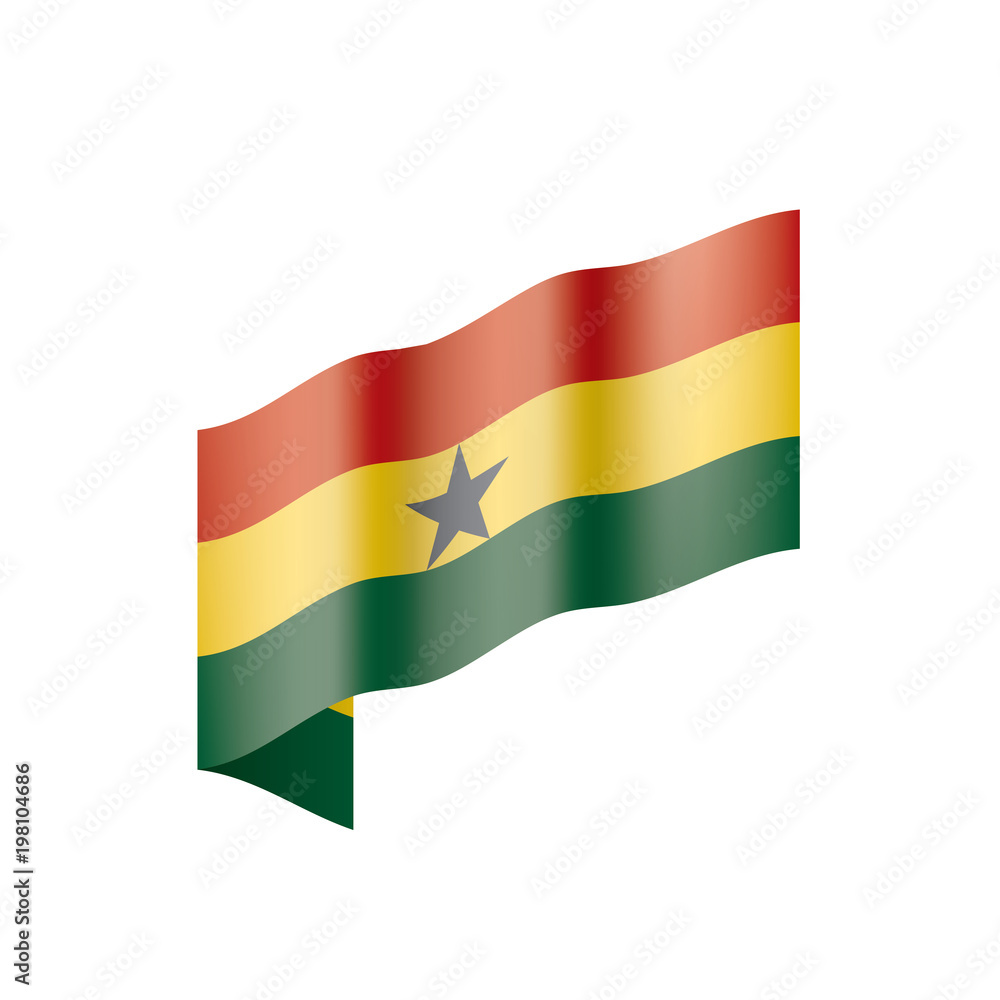 Naklejka premium Ghana flag, vector illustration