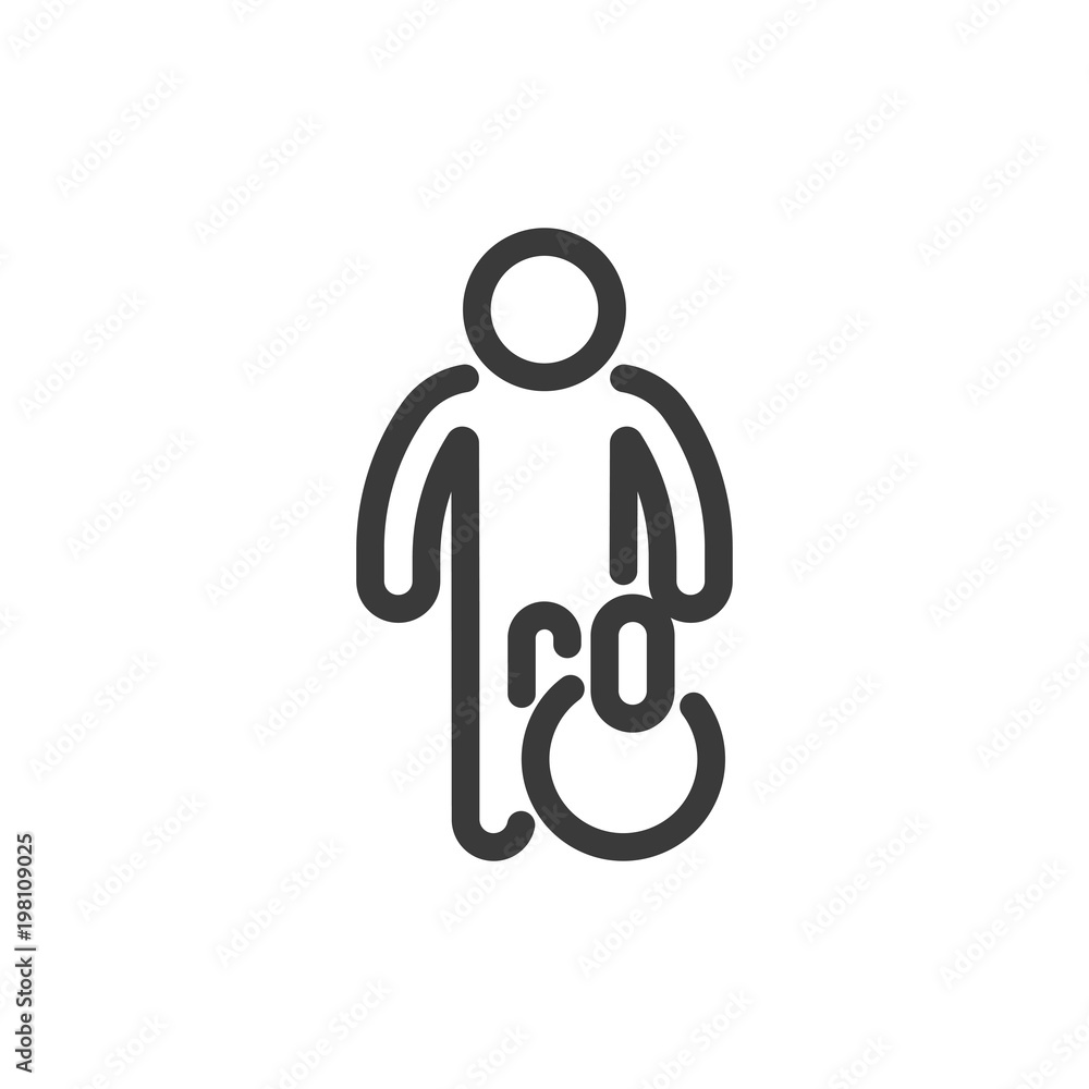 Fototapeta premium Icon line soccer player with ball