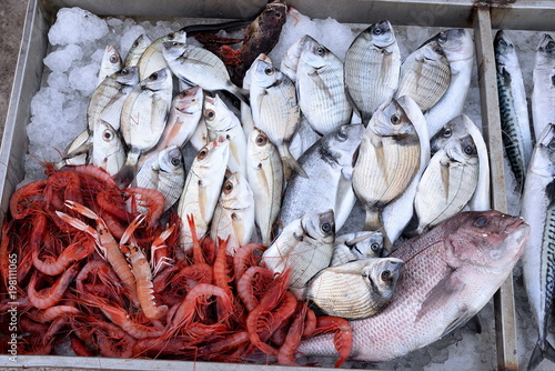 Fish market, mixed exposure of fish 