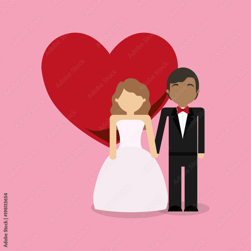 Wedding couple icon over pink background, colorful design vector illustration Wedding couple icon over pink background, colorful design vector illustration
