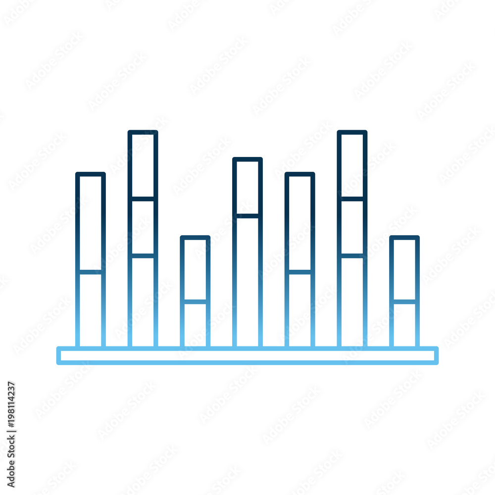 statistic data information bar graph vector illustration gradient blue color
