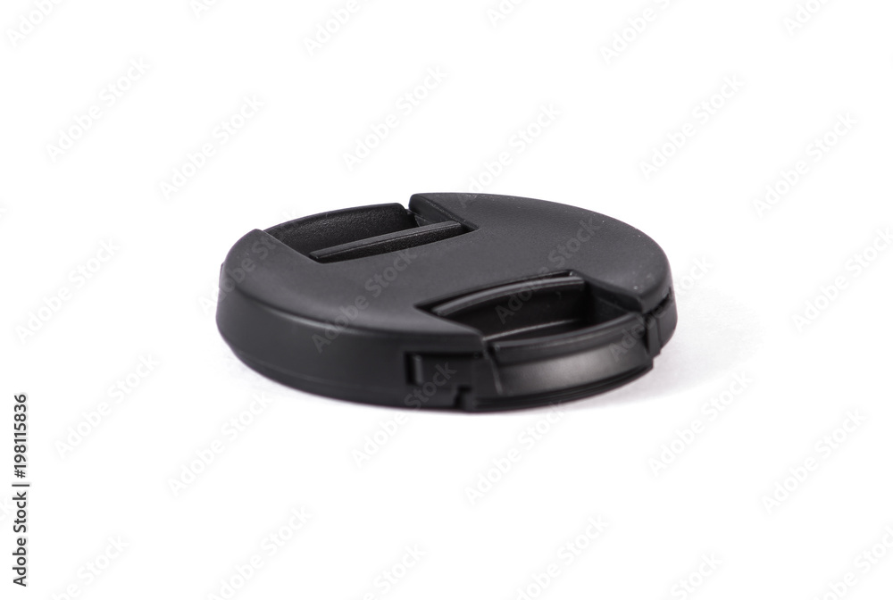 Camera lens cap on white background Camera lens cap on white background