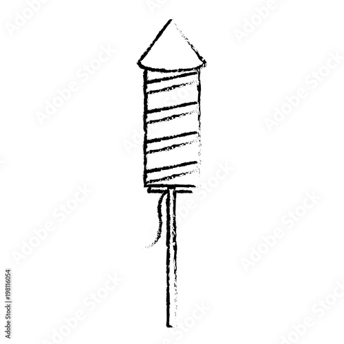 fireworks rocket in wooden stick celebration vector illustration sketch design